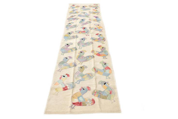 Detail image of 2' 4 x 9' 3 Hand Woven Kilim Suzani Wool Runner Rug