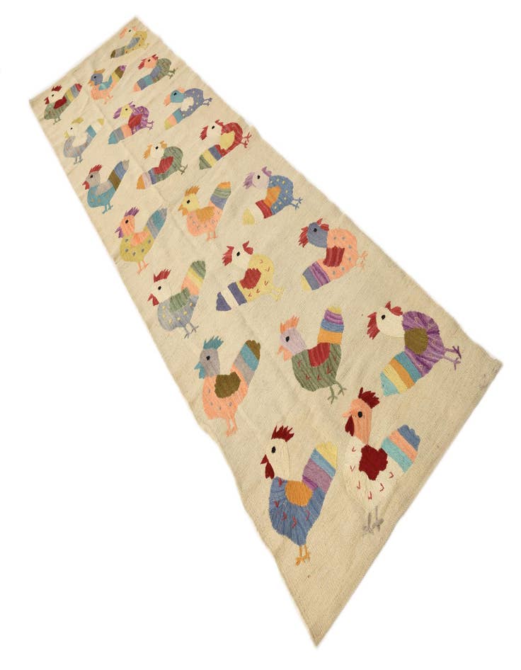 Detail image of 2' x 9' 2  Hand Woven Kilim Suzani Wool Runner Rug