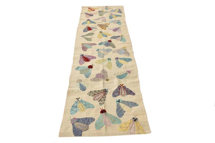 Detail image of 2' 3 x 7' 10 Hand Woven Kilim Suzani Wool Runner Rug