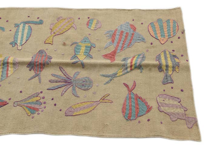 Detail image of 2' 4 x 9' Hand Woven Kilim Suzani Wool Runner Rug