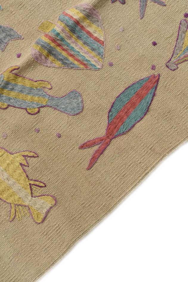 Detail image of 2' 4 x 9' Hand Woven Kilim Suzani Wool Runner Rug