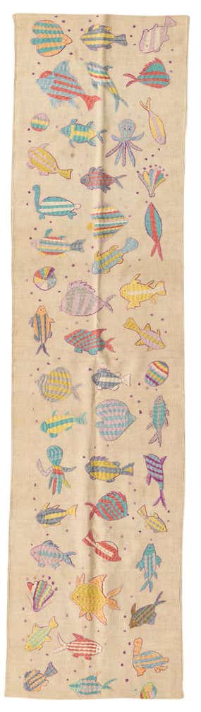 2' 4 x 9' Hand Woven Kilim Suzani Wool Runner Rug