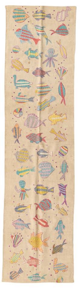 Detail image of 2' 4 x 9' Hand Woven Kilim Suzani Wool Runner Rug