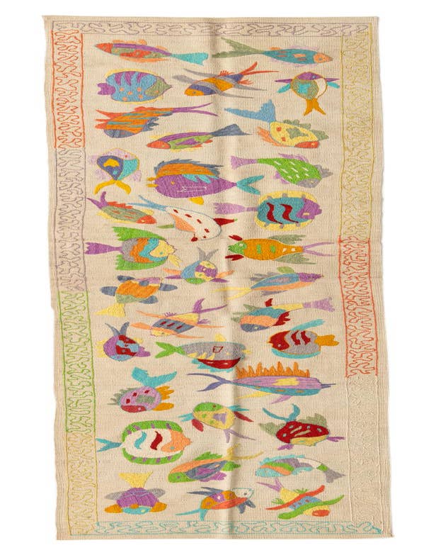Detail image of 2' 5 x 9' 5 Hand Woven Kilim Suzani Wool Runner Rug