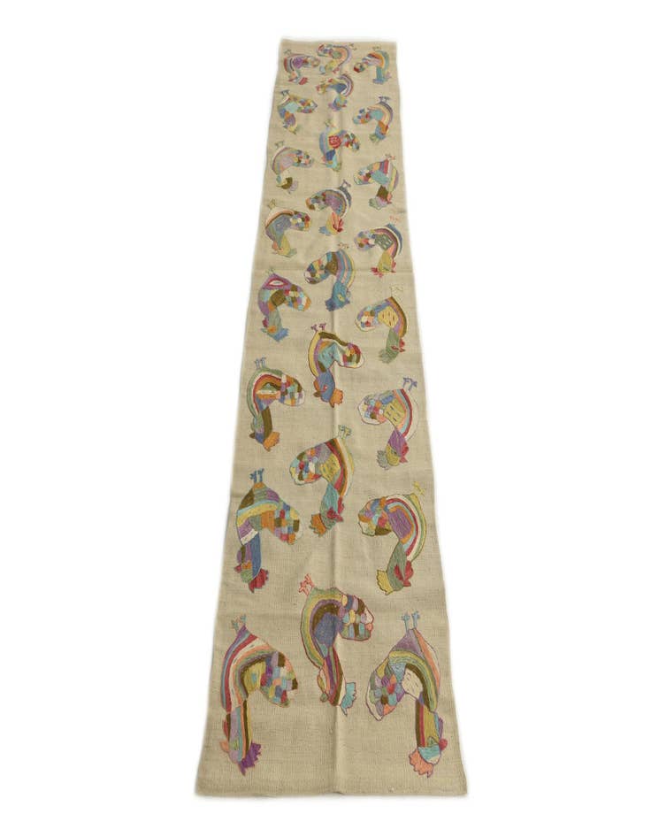 Detail image of 2' 5 x 9' 3  Hand Woven Kilim Suzani Wool Runner Rug