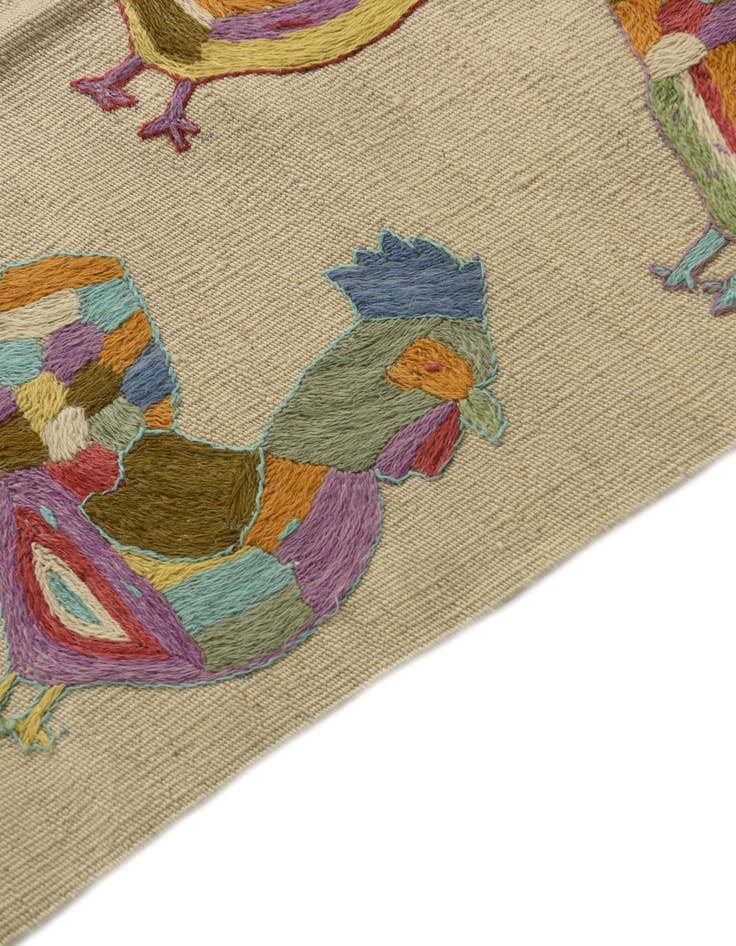 Detail image of 2' 5 x 9' 3  Hand Woven Kilim Suzani Wool Runner Rug