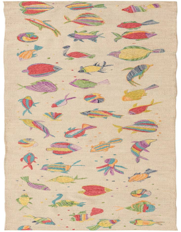 Detail image of 2' 7 x 7' 9 Hand Woven Kilim Suzani Wool Runner Rug