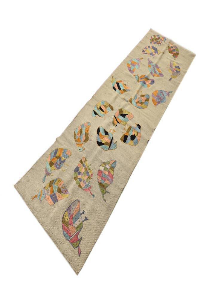 Detail image of 2' 3 x 7' 6  Hand Woven Kilim Suzani Wool Runner Rug