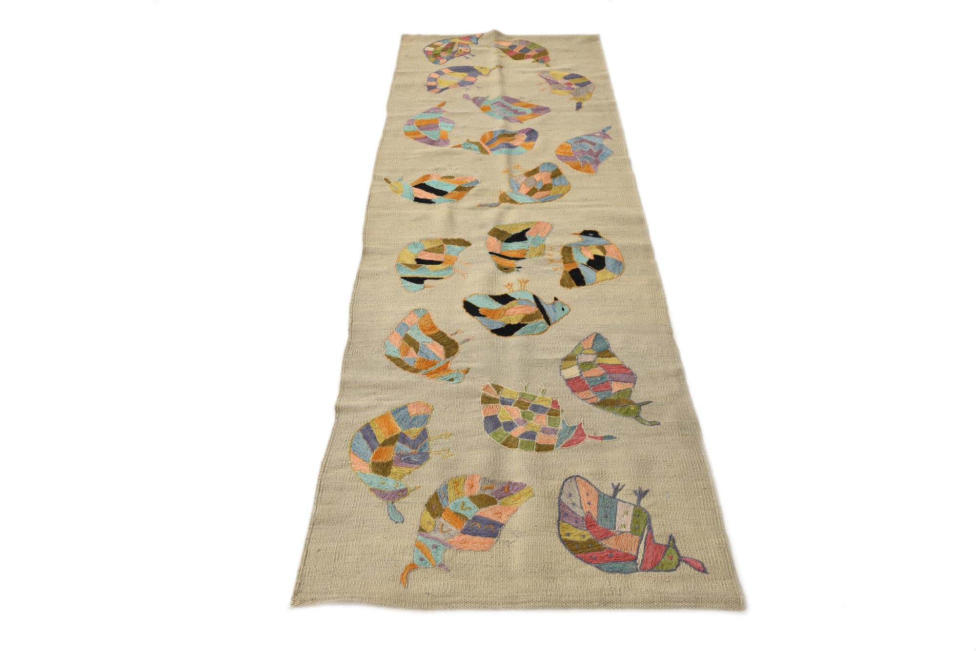 2' 3 x 7' 6 Hand Woven Kilim Suzani Wool Runner Rug