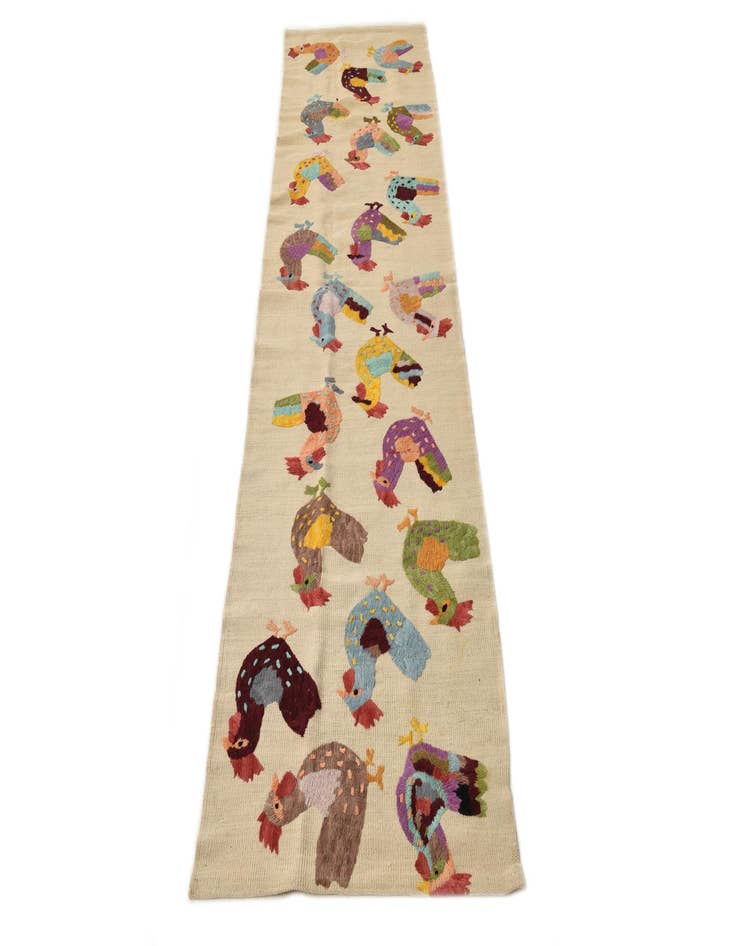 Detail image of 2' 5 x 9' 5  Hand Woven Kilim Suzani Wool Runner Rug