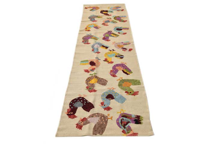 2' 5 x 9' 5 Hand Woven Kilim Suzani Wool Runner Rug