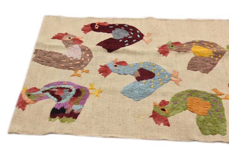 Detail image of 2' 5 x 9' 5 Hand Woven Kilim Suzani Wool Runner Rug