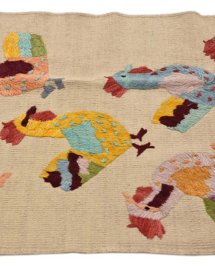 Detail image of 2' 5 x 9' 5  Hand Woven Kilim Suzani Wool Runner Rug