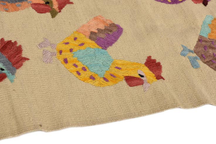 Detail image of 2' 5 x 9' 5 Hand Woven Kilim Suzani Wool Runner Rug