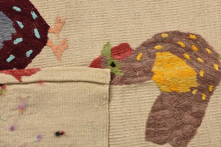 Detail image of 2' 5 x 9' 5 Hand Woven Kilim Suzani Wool Runner Rug
