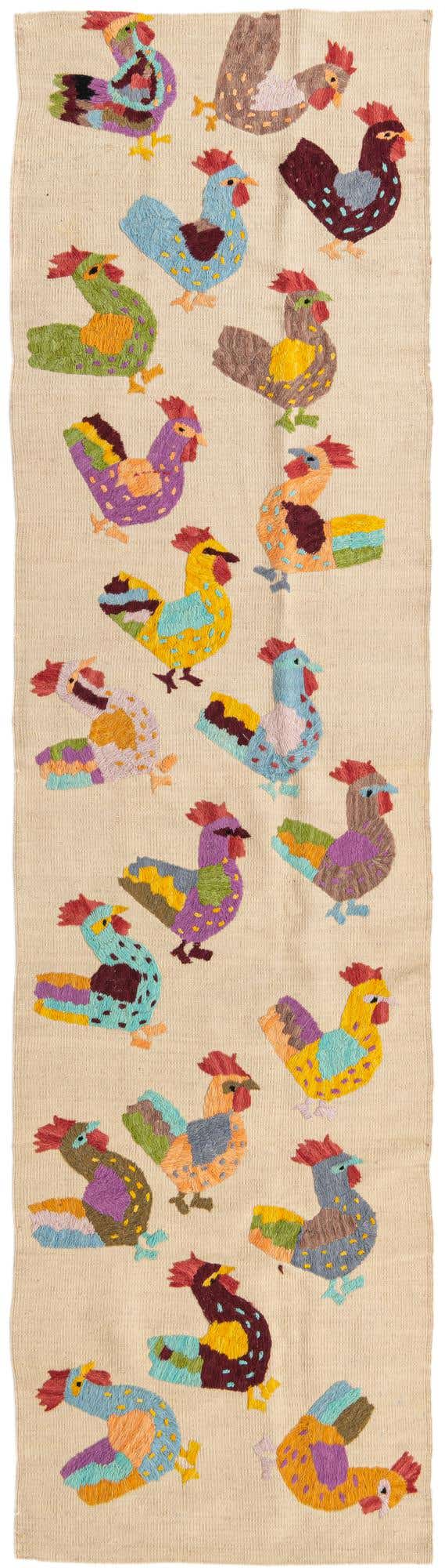 2' 5 x 9' 5 Hand Woven Kilim Suzani Wool Runner Rug