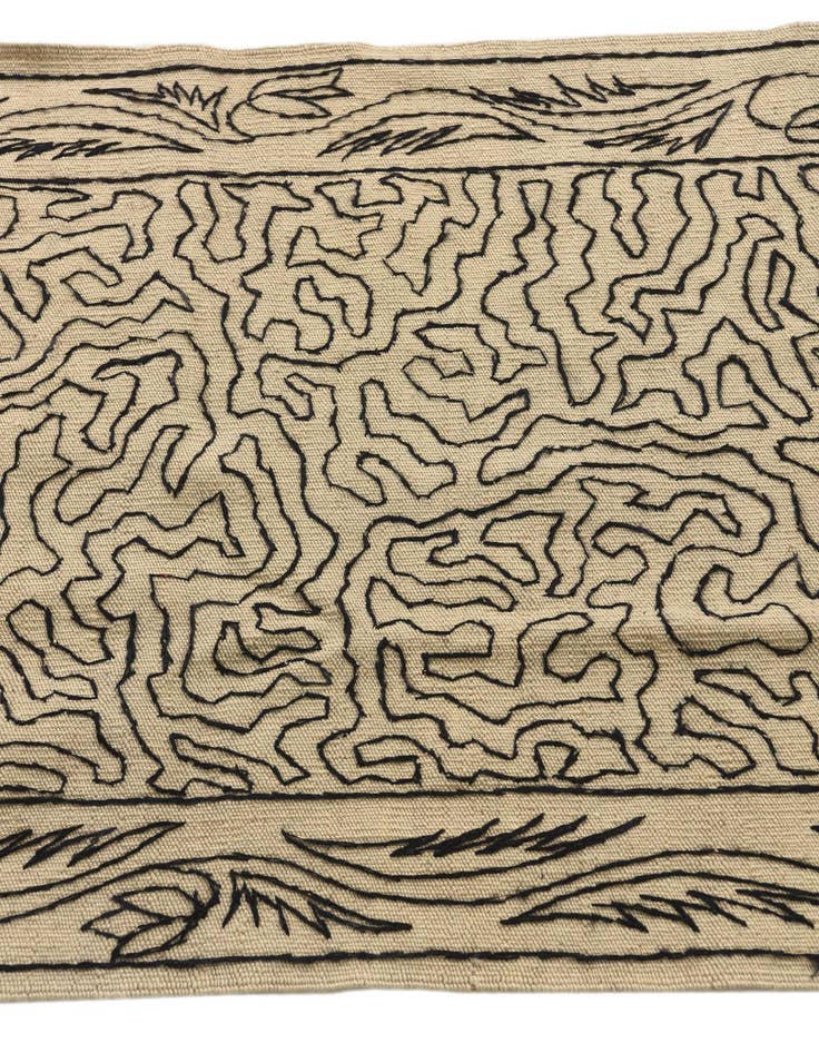 Detail image of 2' 6 x 9' 6  Hand Woven Kilim Suzani Wool Runner Rug