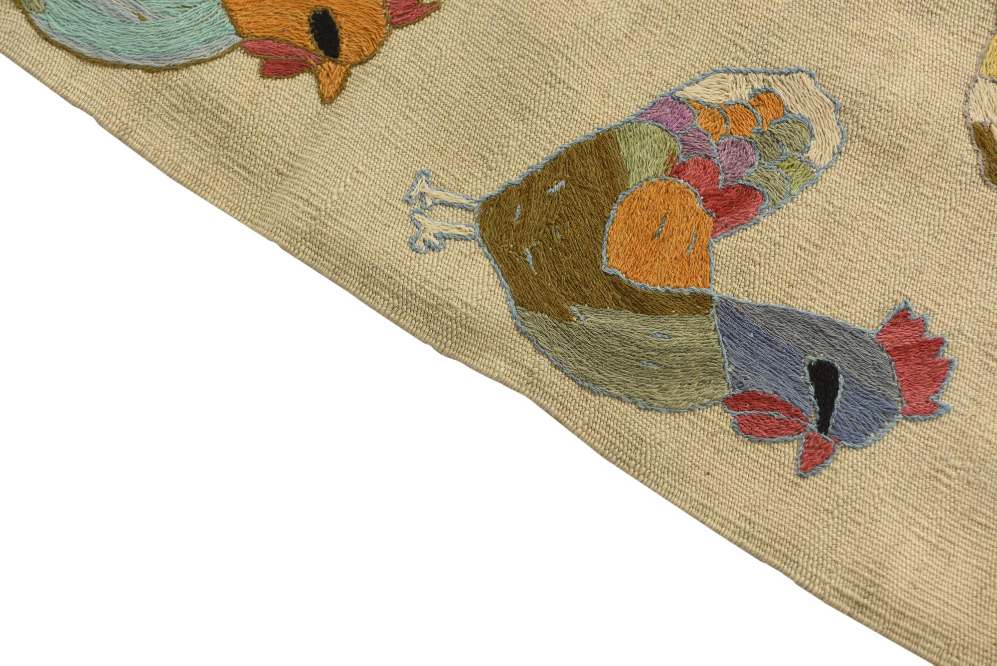 2' 6 x 9' 1 Hand Woven Kilim Suzani Wool Runner Rug