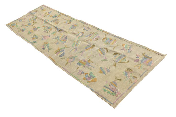 Detail image of 2' 5 x 7' 9 Hand Woven Kilim Suzani Wool Runner Rug