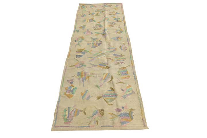 2' 5 x 7' 9 Hand Woven Kilim Suzani Wool Runner Rug