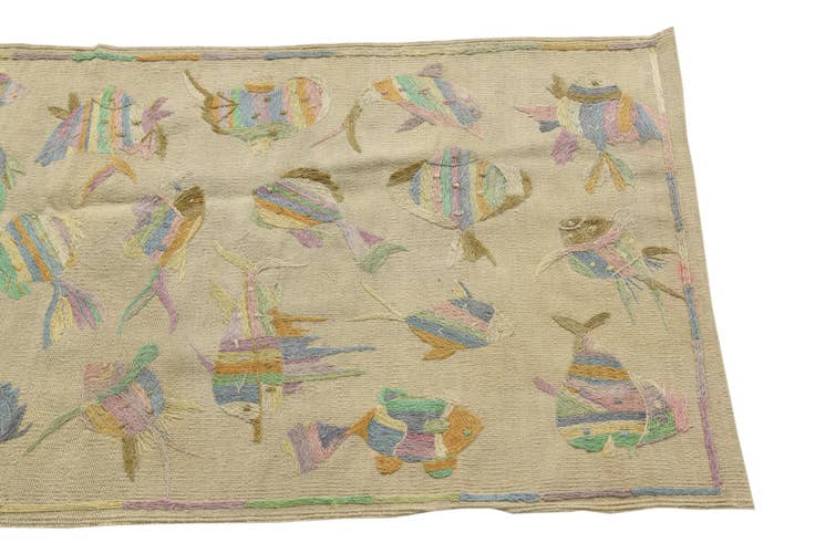 Detail image of 2' 5 x 7' 9 Hand Woven Kilim Suzani Wool Runner Rug