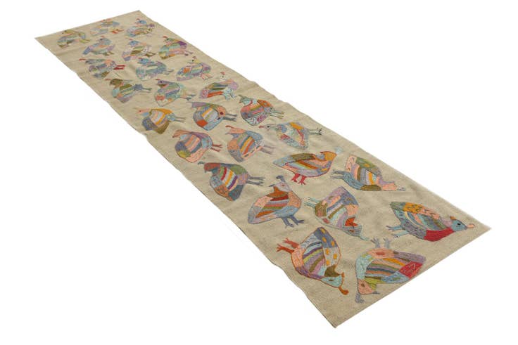 Detail image of 2' 5 x 9' 5 Hand Woven Kilim Suzani Wool Runner Rug