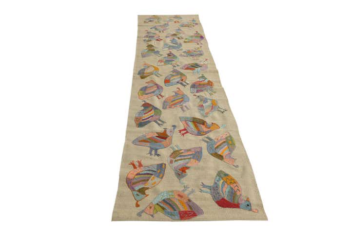 2' 5 x 9' 5 Hand Woven Kilim Suzani Wool Runner Rug