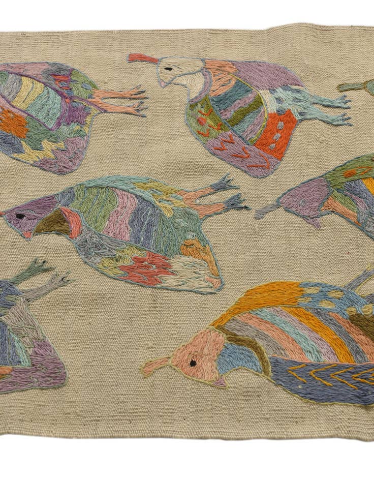 Detail image of 2' 5 x 9' 5 Hand Woven Kilim Suzani Wool Runner Rug