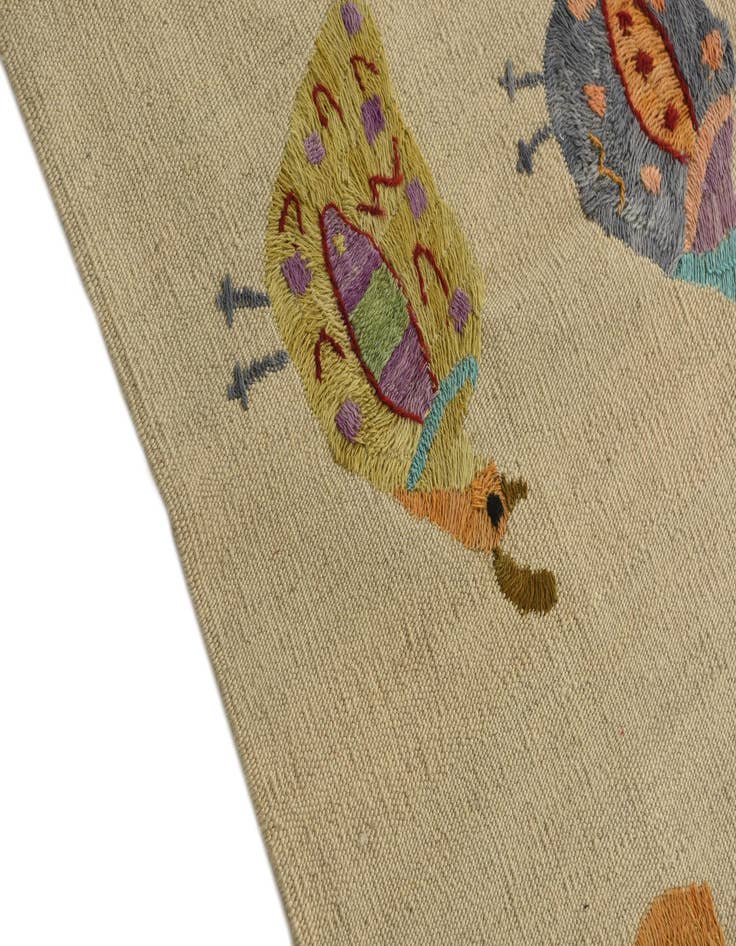 Detail image of 2' 8 x 9' 6 Hand Woven Kilim Suzani Wool Runner Rug