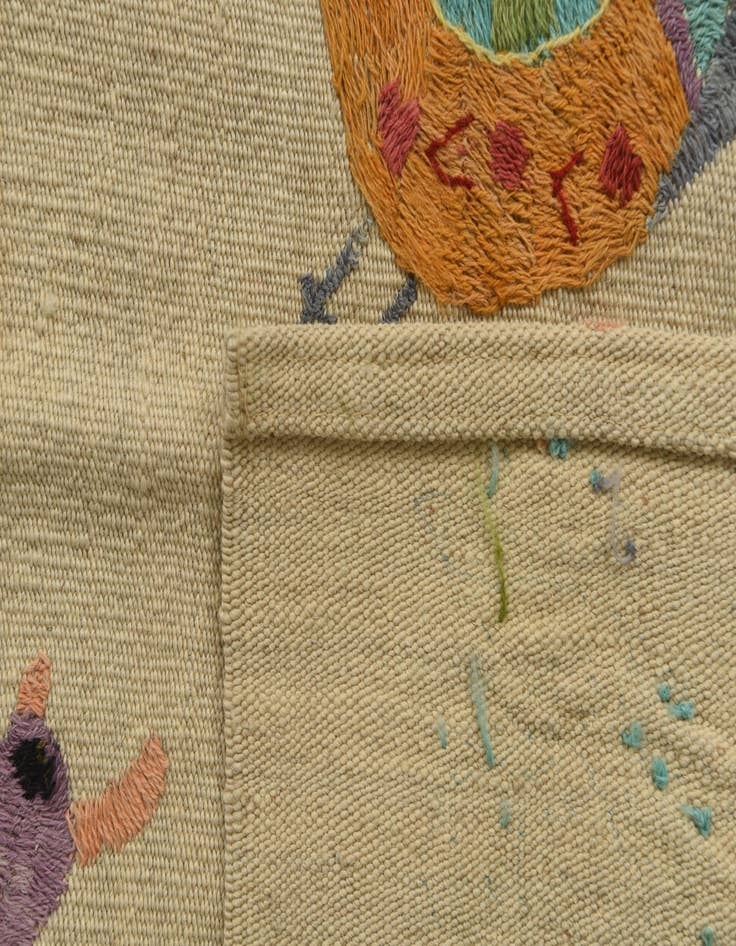 Detail image of 2' 8 x 9' 6 Hand Woven Kilim Suzani Wool Runner Rug