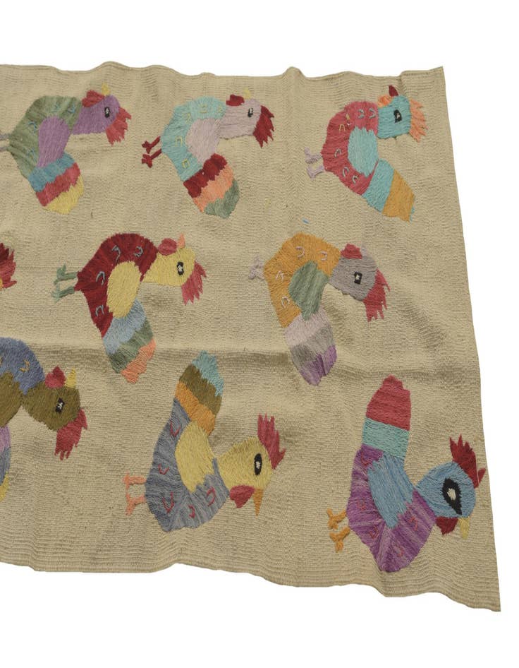 Detail image of 2' 6 x 9' 3  Hand Woven Kilim Suzani Wool Runner Rug