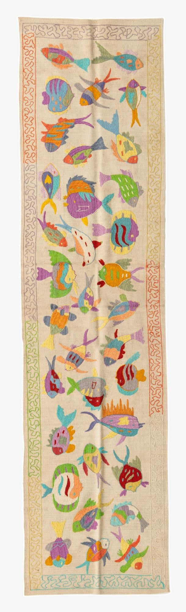 2' 5 x 9' 5  Hand Woven Kilim Suzani Wool Runner Rug