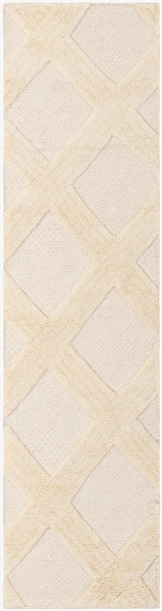 2' x 8'  Hand Woven Lattice Wool Runner Rug