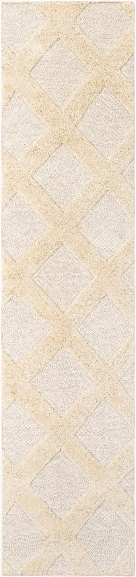 2' 7 x 12'  Hand Woven Lattice Wool Runner Rug
