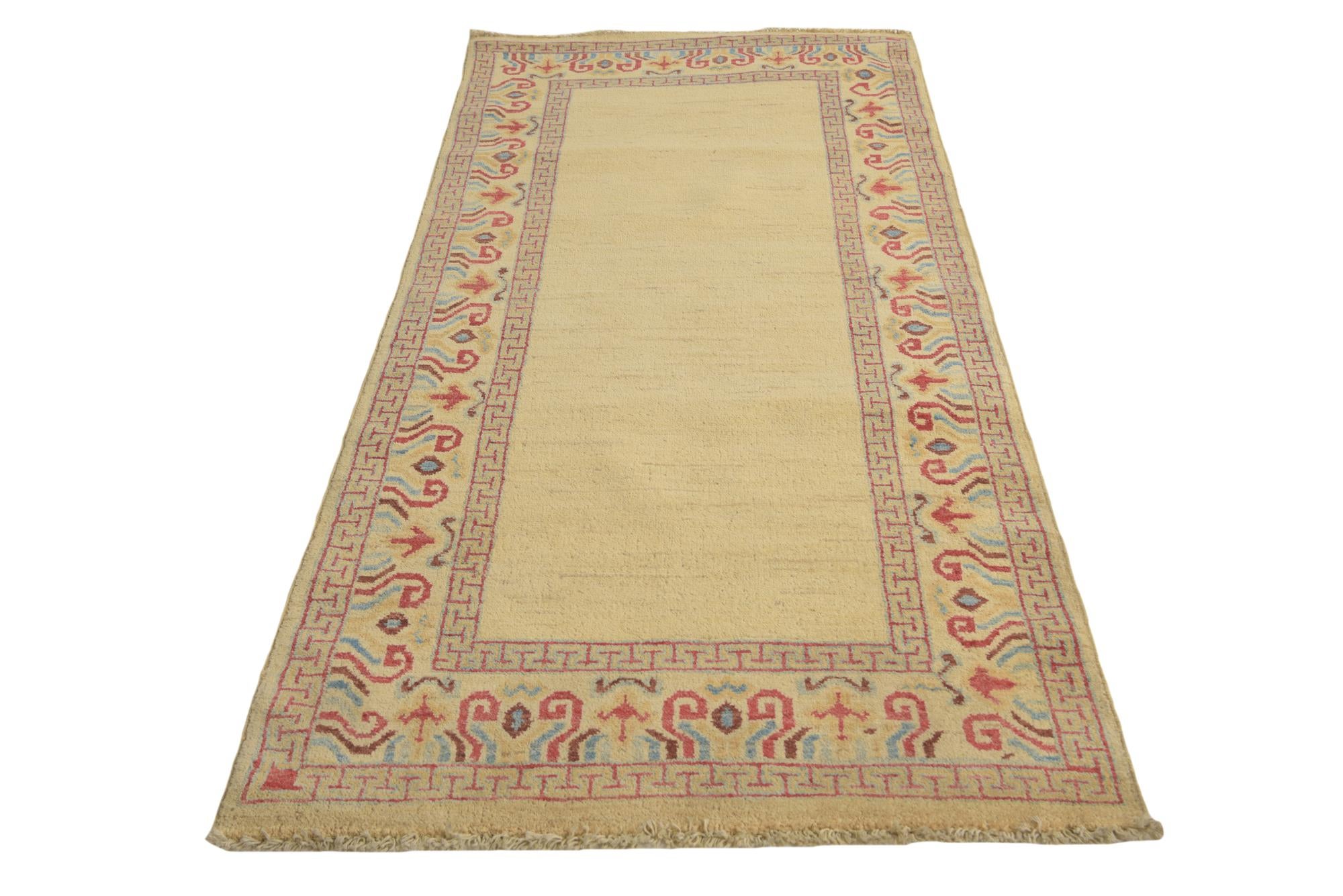 3' 4 x 7' 4 Hand Knotted Modern Ziegler Runner Rug