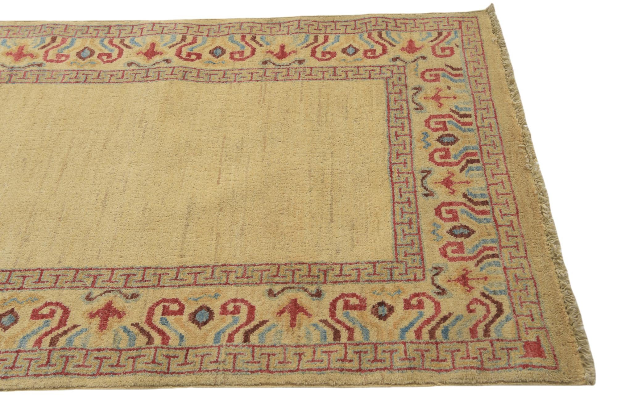 3' 4 x 7' 4 Hand Knotted Modern Ziegler Runner Rug