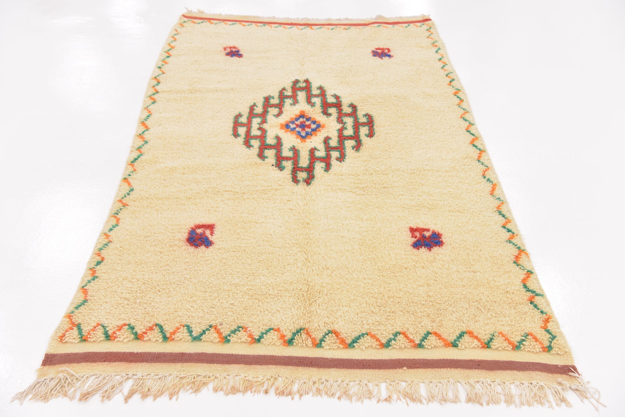 4' 6 x 8' 2 Hand Knotted Moroccan Wool Runner Rug