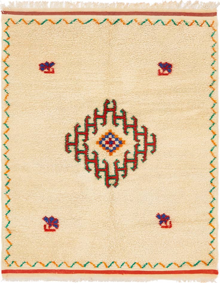 Detail image of 4' 6 x 8' 2 Hand Knotted Moroccan Wool Runner Rug