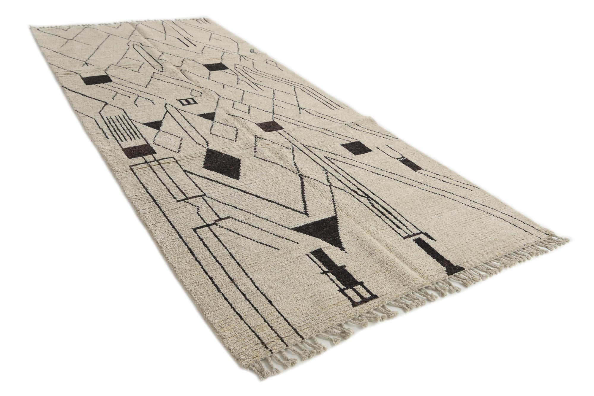 5' 2 x 12' 2 Hand Knotted Moroccan Wool Runner Rug