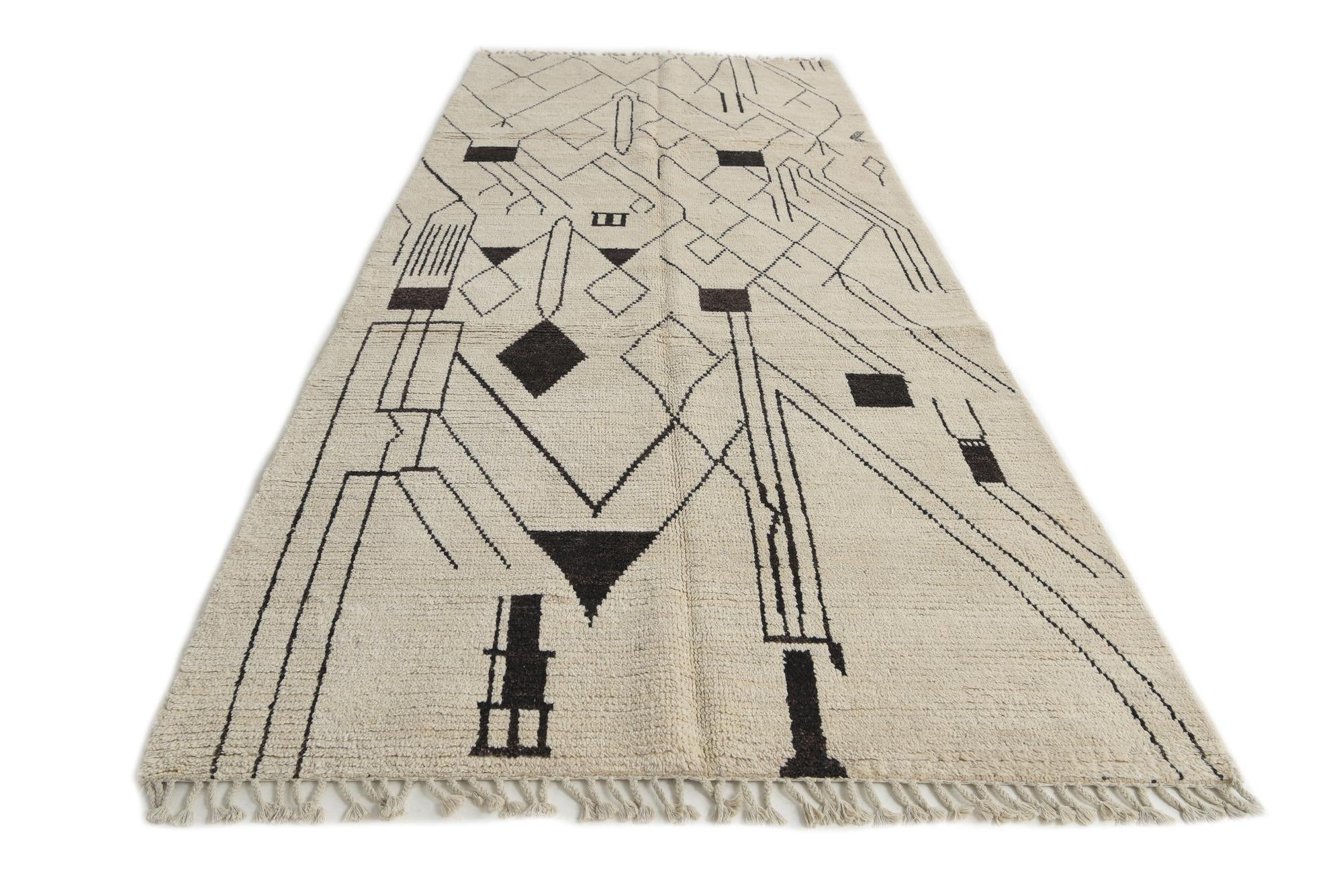 5' 2 x 12' 2 Hand Knotted Moroccan Wool Runner Rug