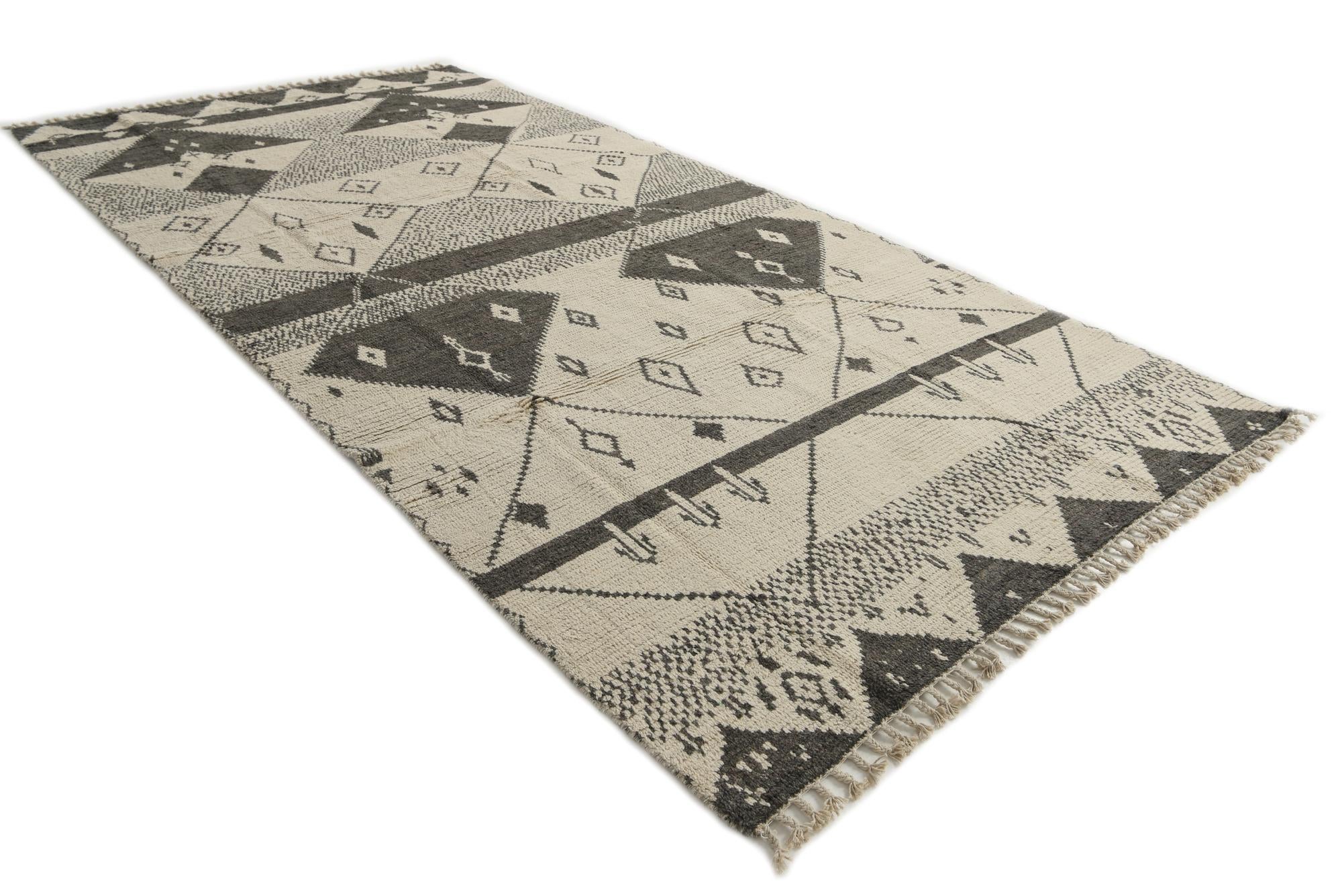 6' 3 x 12' 5 Hand Knotted Moroccan Wool Runner Rug