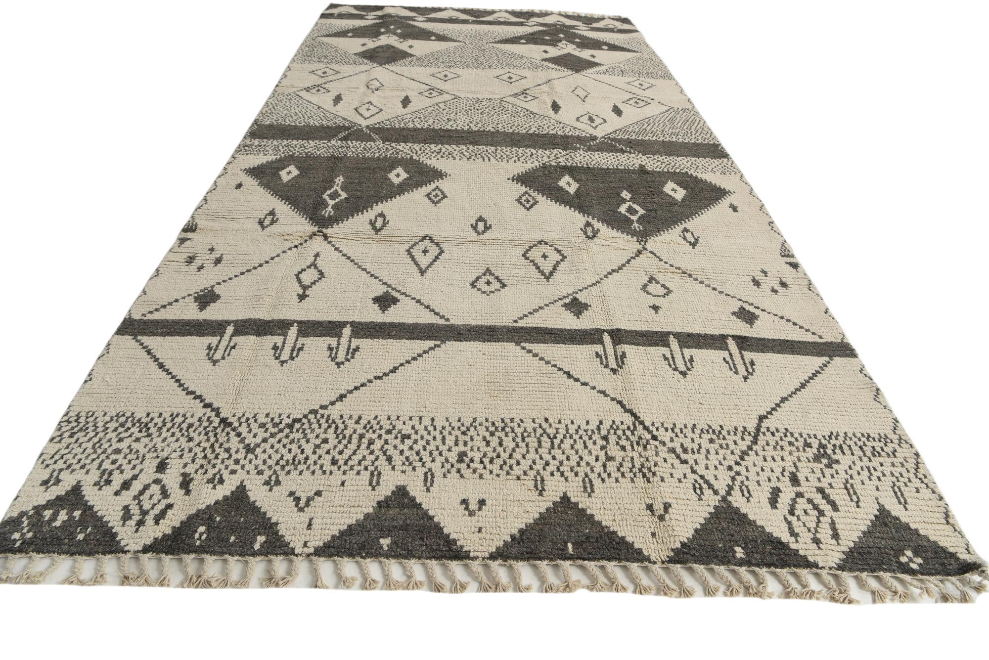 6' 3 x 12' 5 Hand Knotted Moroccan Wool Runner Rug