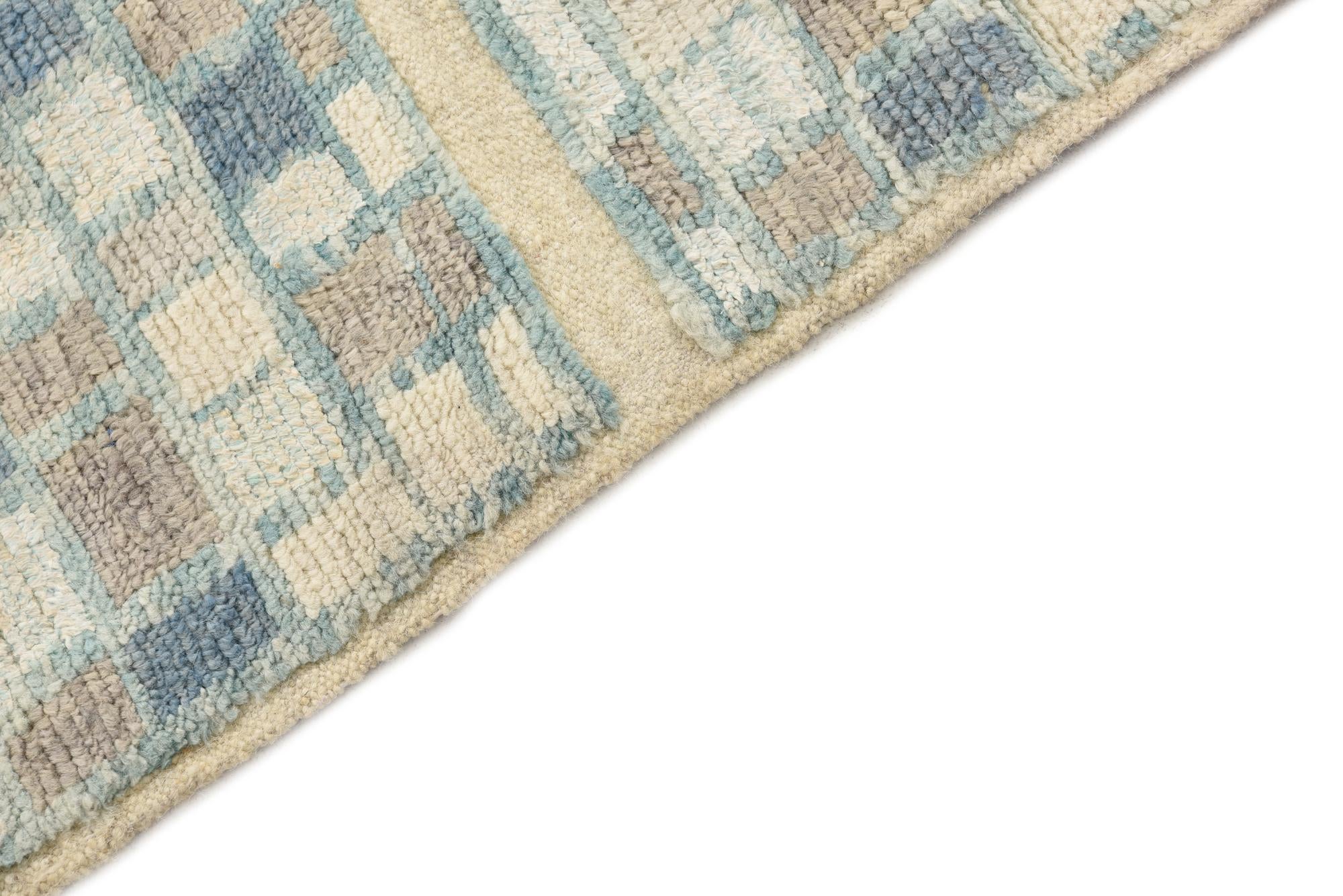 3' 9 x 9' 6 Hand Knotted Moroccan Wool Runner Rug