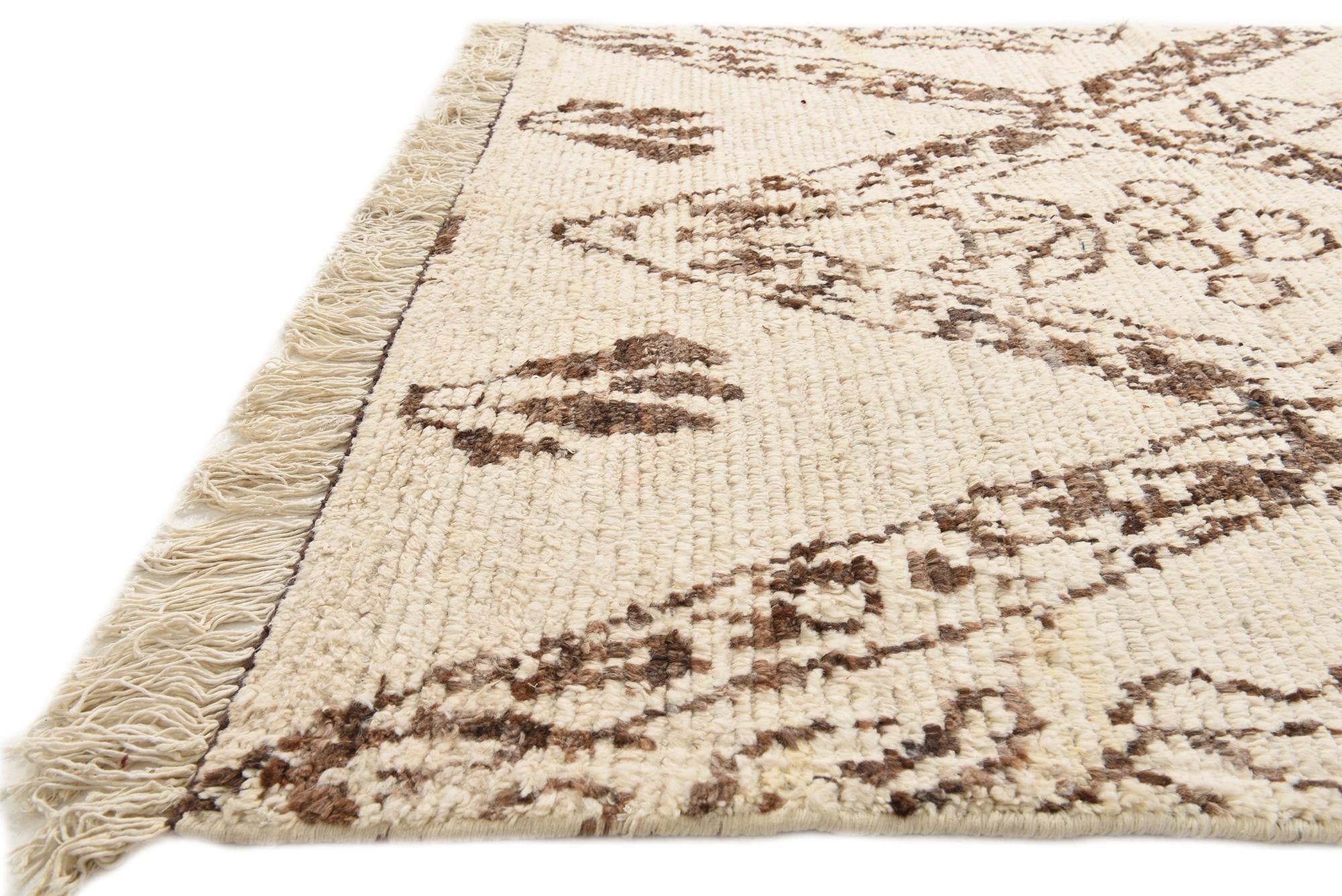 4' 11 x 13' 7 Hand Knotted Moroccan Wool Runner Rug