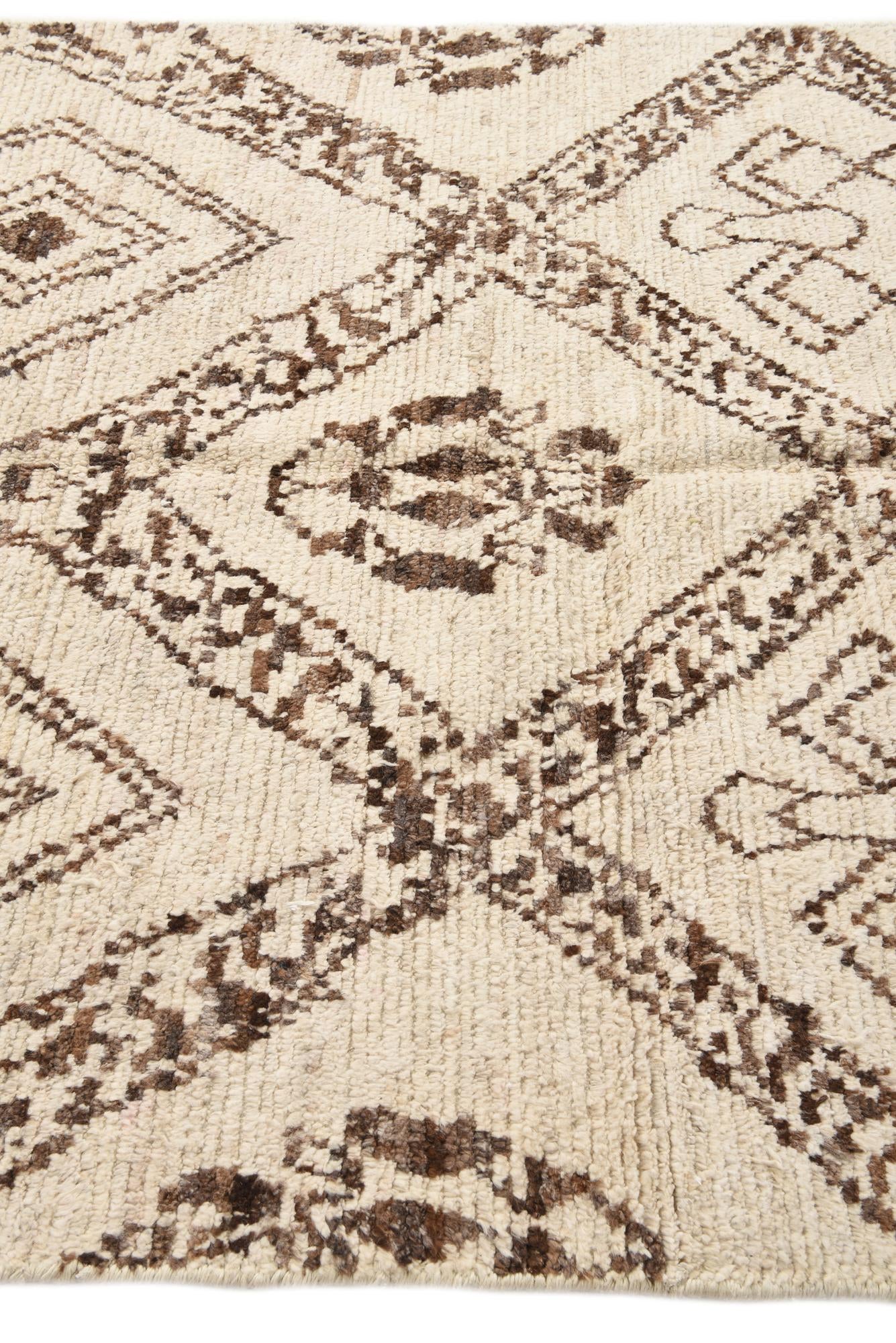 4' 11 x 13' 7 Hand Knotted Moroccan Wool Runner Rug