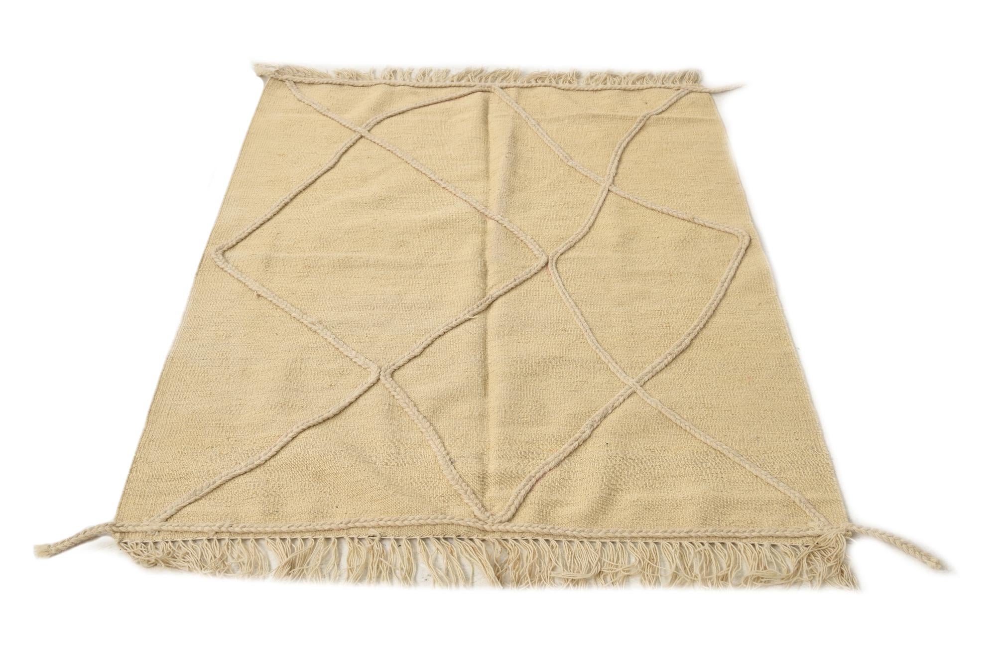 2' 4 x 4' 11 Hand Knotted Moroccan Wool Runner Rug