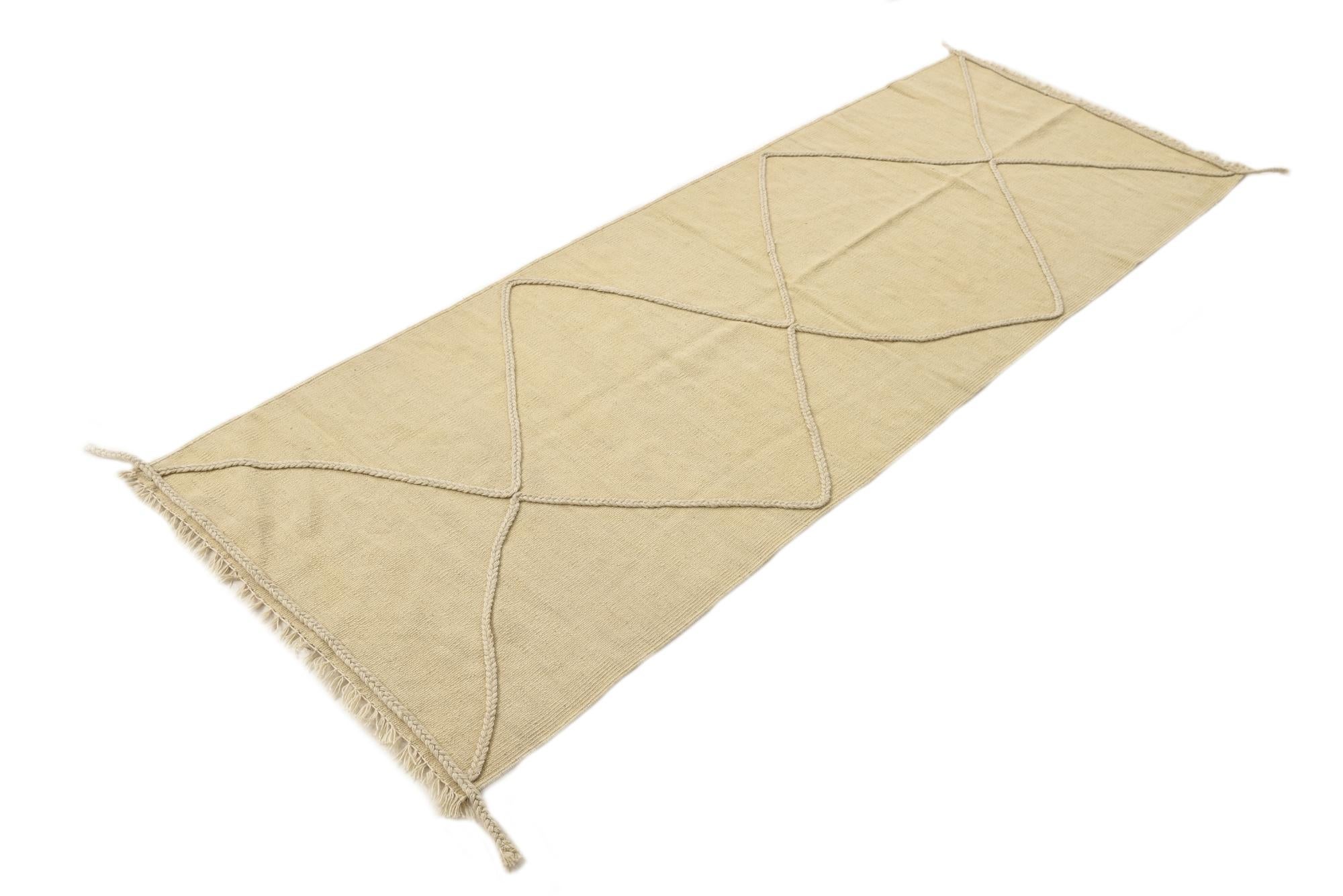 2' 9 x 7' 8 Hand Knotted Moroccan Wool Runner Rug