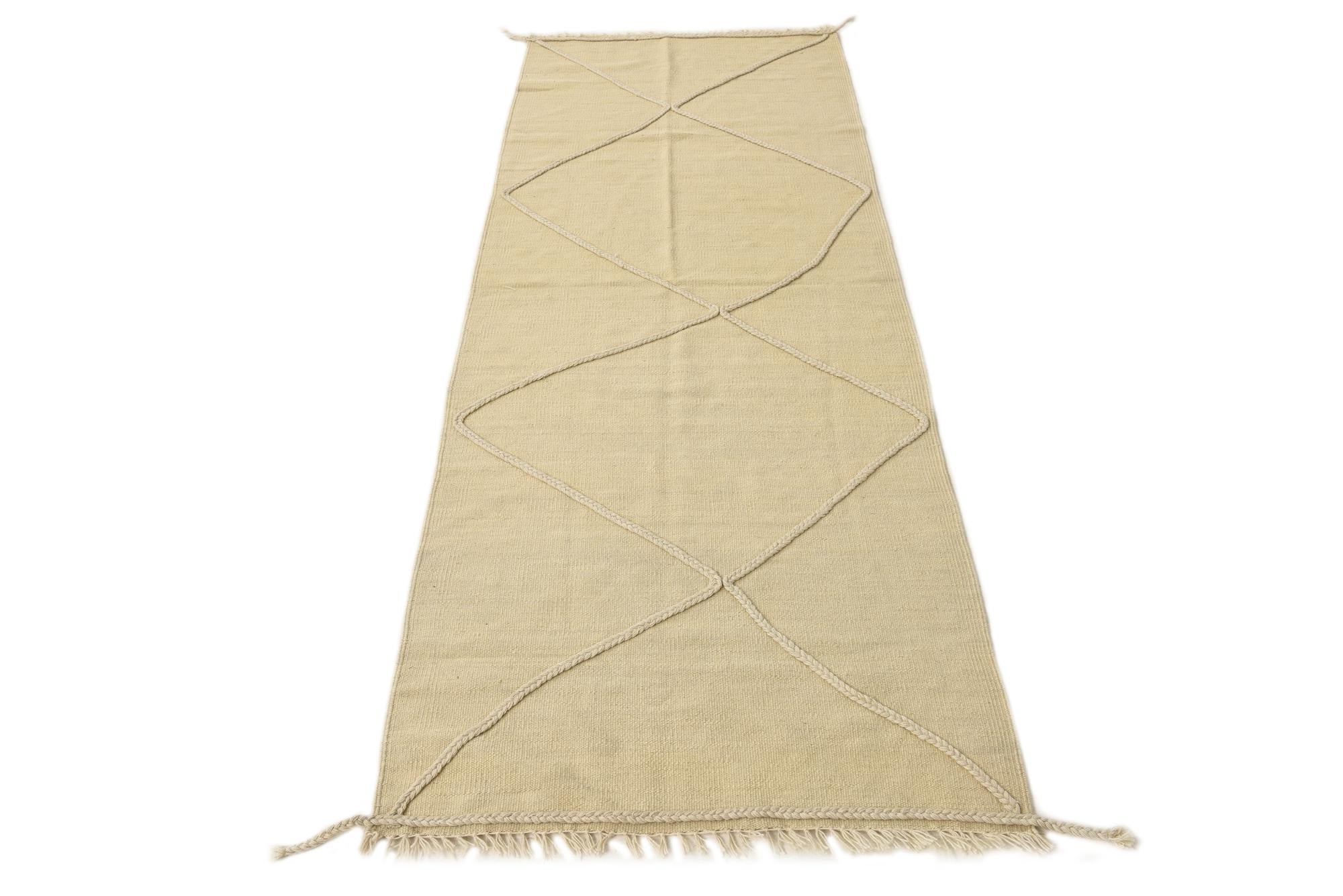 2' 9 x 7' 8 Hand Knotted Moroccan Wool Runner Rug