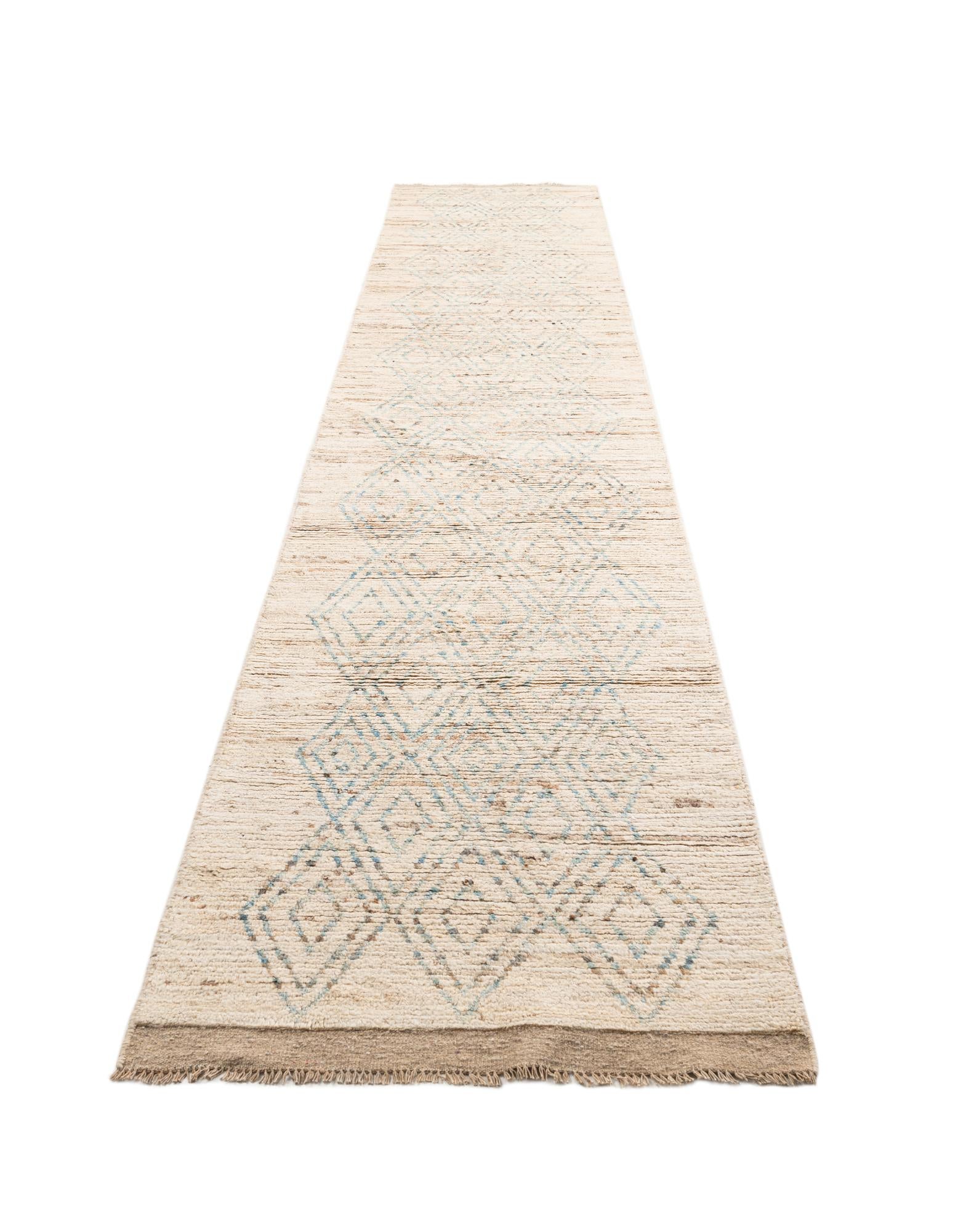 3' 1 x 16' Hand Knotted Moroccan Wool Runner Rug