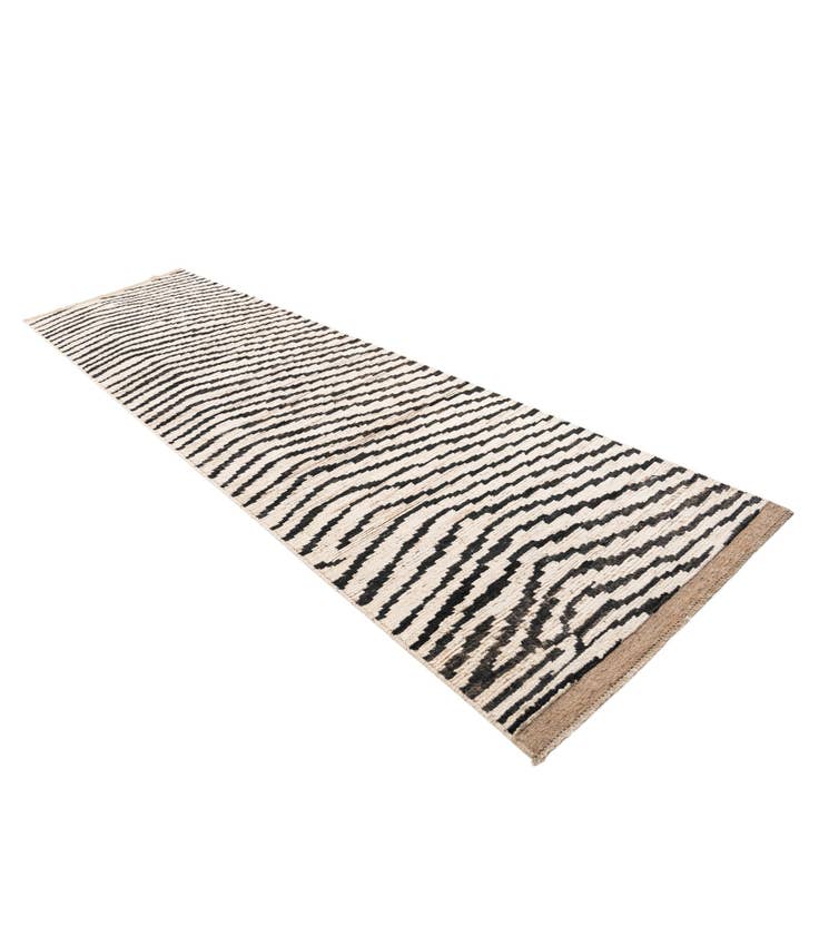 Detail image of 3' 10 x 14' 10 Hand Knotted Moroccan Wool Runner Rug